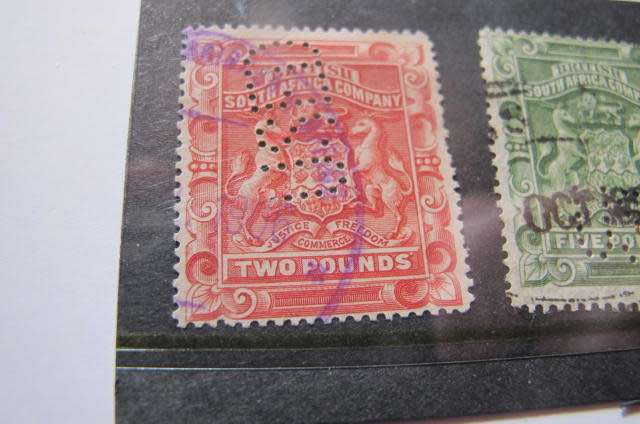 Rhodesia - B.S.A.Company 1892 Definitive Issue £2 , £5 & £10 used  Revenue Stamps